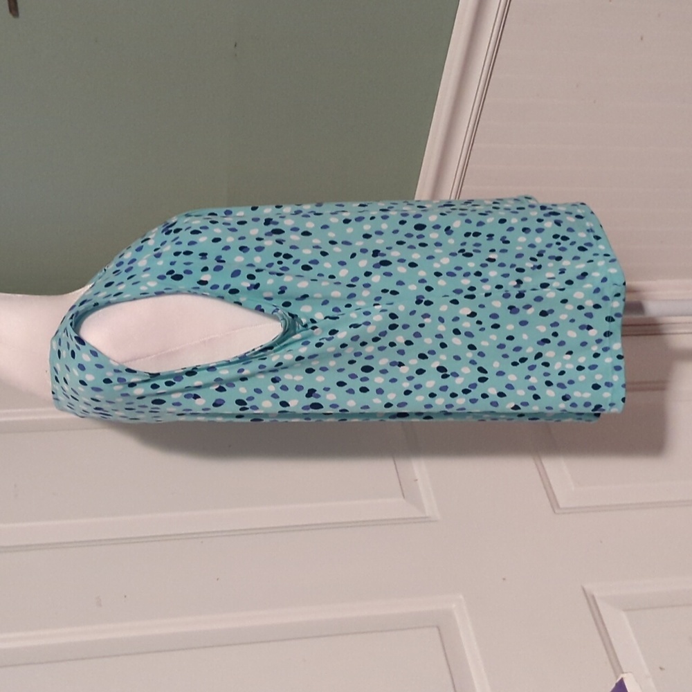 Liz Claiborne Large Sleeveless Teal Dots Tank Top - Picture 7 of 9